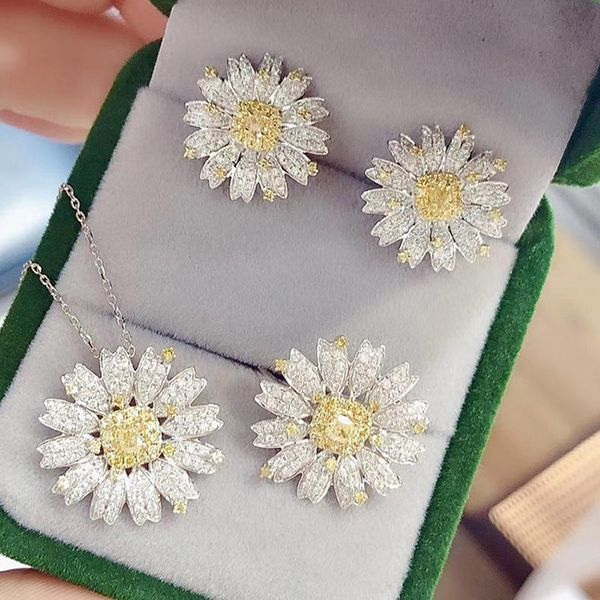earrings & necklace fashion sunflower jewelry set full inlay shiny small zircon charm daisy flower pendant necklace/earrings women wedding r, Silver
earrings & necklace fashion sunflower jewelry set full inlay shiny small zircon charm daisy flower pendant necklace/earrings women wedding r, Silver