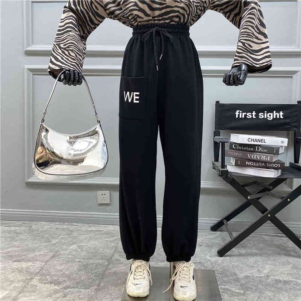 pant niche design letter women's sweatpants thin pocket high-waisted cord leggings wei pants feet, White
pant niche design letter women's sweatpants thin pocket high-waisted cord leggings wei pants feet, White