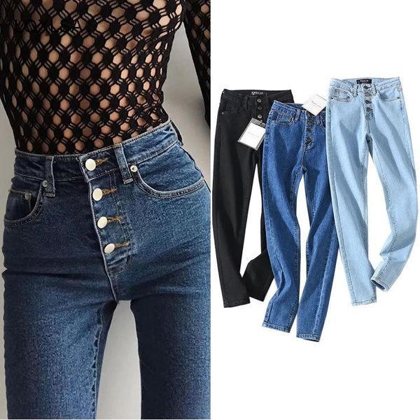 vintage skinny four buttons high waist pencil jeans women slim fit stretch pants full length denim tight trousers women's, Blue
vintage skinny four buttons high waist pencil jeans women slim fit stretch pants full length denim tight trousers women's, Blue
