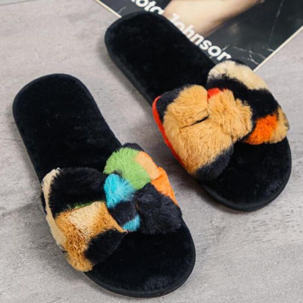 slippers fashion mixed colors winter women's warm faux fur home shoes cross plush fluffy open-toed cozy female qq563, Black
slippers fashion mixed colors winter women's warm faux fur home shoes cross plush fluffy open-toed cozy female qq563, Black