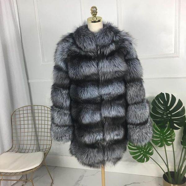 women's fur & faux luxury winter thick warm sliver coat medium long jacket genuine standing collar, Black
women's fur & faux luxury winter thick warm sliver coat medium long jacket genuine standing collar, Black
