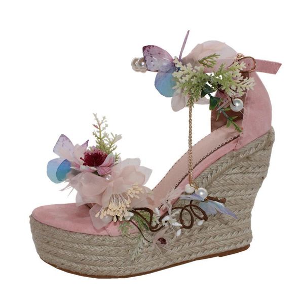 dress shoes original women's sen female flower sandals goddess three-dimensional straw butterfly wedge, Black
dress shoes original women's sen female flower sandals goddess three-dimensional straw butterfly wedge, Black