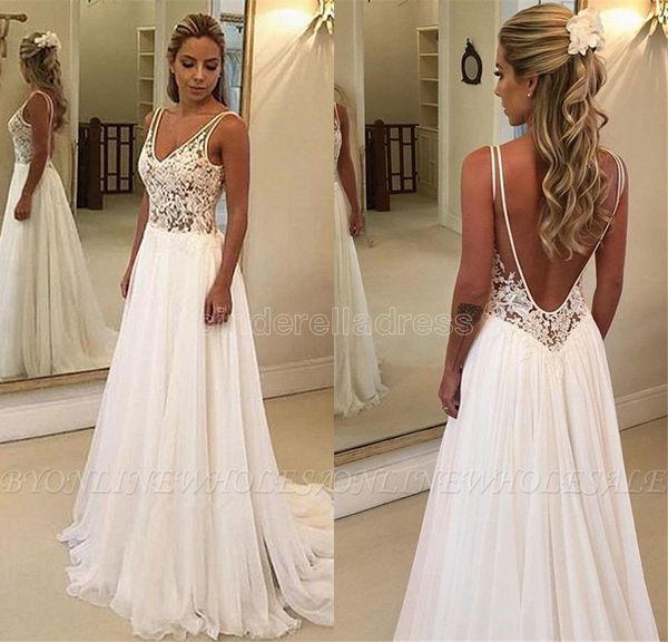 2022 v neck lace a line bohemia wedding dresses chiffon applique backless sweep train summer beach wedding bridal gown robe de mariée bc0875, White
2022 v neck lace a line bohemia wedding dresses chiffon applique backless sweep train summer beach wedding bridal gown robe de mariée bc0875, White