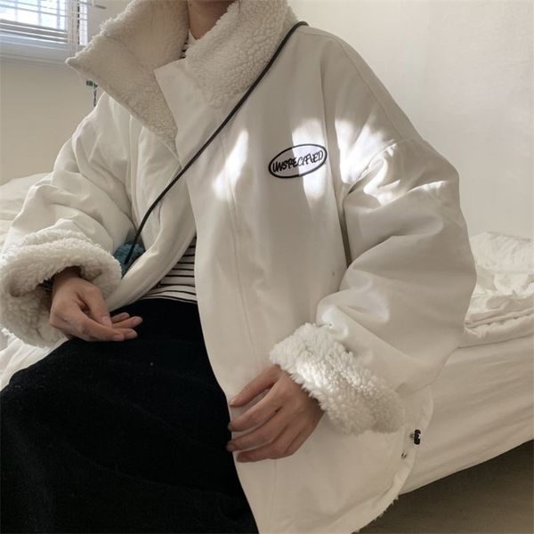 both sides wear winter lamb velvet jacket women retro hong kong style ins small short cotton jacket coat wom 211007, Black
both sides wear winter lamb velvet jacket women retro hong kong style ins small short cotton jacket coat wom 211007, Black