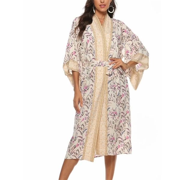 summer women's dress casual flower print belt decoration kimono vestidos 210430, Black;gray
summer women's dress casual flower print belt decoration kimono vestidos 210430, Black;gray
