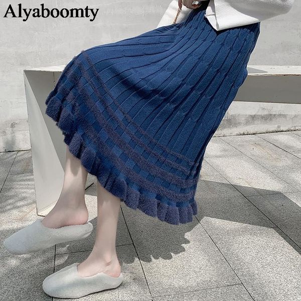 skirts korean style autumn winter women midi skirt high waist navy blue black khaki womens elegant knitted ruffles pleated saias
skirts korean style autumn winter women midi skirt high waist navy blue black khaki womens elegant knitted ruffles pleated saias