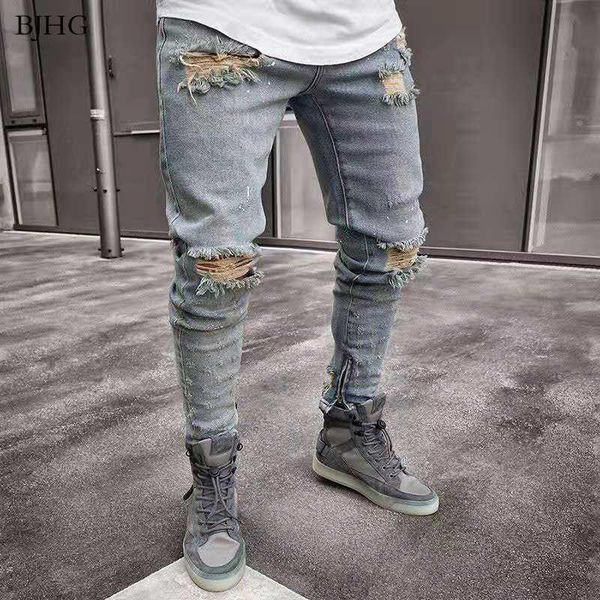 men jean stylish ripped jeans pants biker skinny slim straight frayed denim trousers 2021 fashion clothes men's, Blue
men jean stylish ripped jeans pants biker skinny slim straight frayed denim trousers 2021 fashion clothes men's, Blue