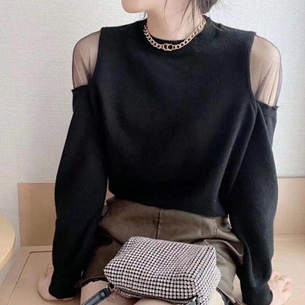 women's sweaters autumn and winter wear korean slim fashion solid color hollowed out casual sweater, White;black
women's sweaters autumn and winter wear korean slim fashion solid color hollowed out casual sweater, White;black