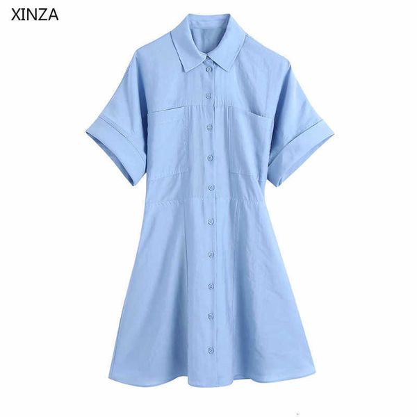 casual dresses women blue summer shirt short sleeve patch pockets pleat mini female chic button up elastic c34x, Black;gray
casual dresses women blue summer shirt short sleeve patch pockets pleat mini female chic button up elastic c34x, Black;gray