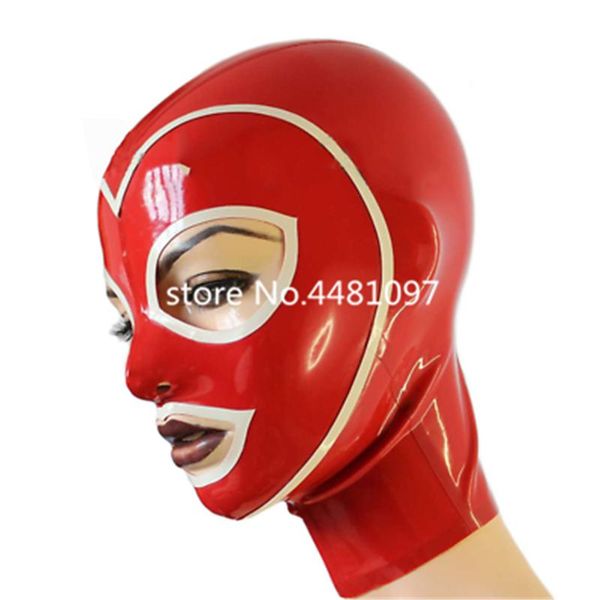 party masks women latex hood mask red with white trim rubber cosplay clubwear gummi 0.4mm back zipper
party masks women latex hood mask red with white trim rubber cosplay clubwear gummi 0.4mm back zipper