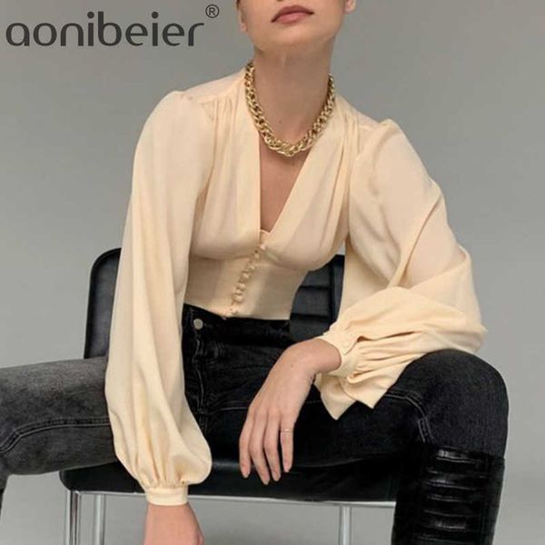 elegant v neck long puff sleeve blouse shirt women spring autumn white single breasted casual slim vintage 210604
elegant v neck long puff sleeve blouse shirt women spring autumn white single breasted casual slim vintage 210604