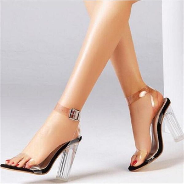 women shoes pvc clear transparent strappy sandals ankle strap high heels summer woman sandalias ladies, Black
women shoes pvc clear transparent strappy sandals ankle strap high heels summer woman sandalias ladies, Black