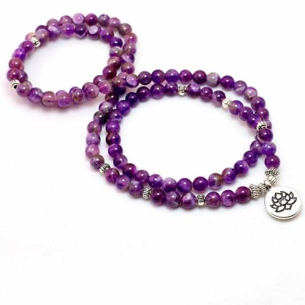 beaded, strands natural purple crystal chakra 108 buddha mala bracelet or necklace yoga stone for women lotus jewelry, Black
beaded, strands natural purple crystal chakra 108 buddha mala bracelet or necklace yoga stone for women lotus jewelry, Black