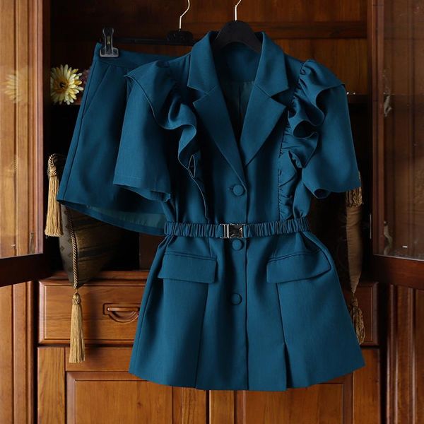 women's tracksuits ruffles 2 piece set ol work office lady outfits elegant summer short sleeve single breasted coat shorts suits s-xl, Gray
women's tracksuits ruffles 2 piece set ol work office lady outfits elegant summer short sleeve single breasted coat shorts suits s-xl, Gray