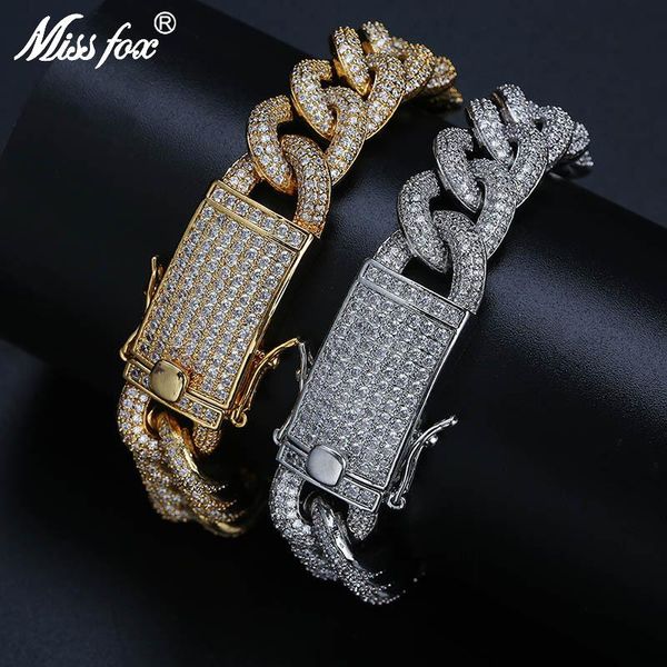 link, chain missfox fashion wire bracelet copper metal gold full lab diamond classic hip hop long buckle cuban for man 2021 explosion, Black
link, chain missfox fashion wire bracelet copper metal gold full lab diamond classic hip hop long buckle cuban for man 2021 explosion, Black