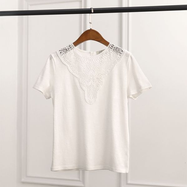 women's t-shirt lace crochet women t shirt round collar cotton short sleeve hollow out patchwork elegant blouse retro femme vintage tee, White
women's t-shirt lace crochet women t shirt round collar cotton short sleeve hollow out patchwork elegant blouse retro femme vintage tee, White