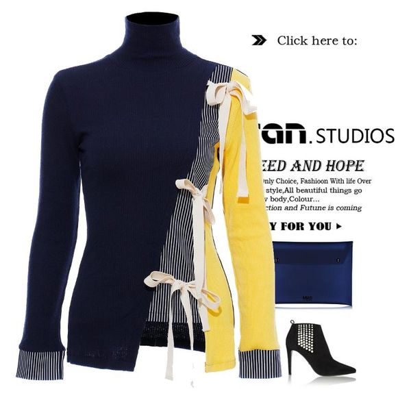 women's sweaters side bow tie women sweater color block pullover knitted pull femme jersey mujer, White;black
women's sweaters side bow tie women sweater color block pullover knitted pull femme jersey mujer, White;black