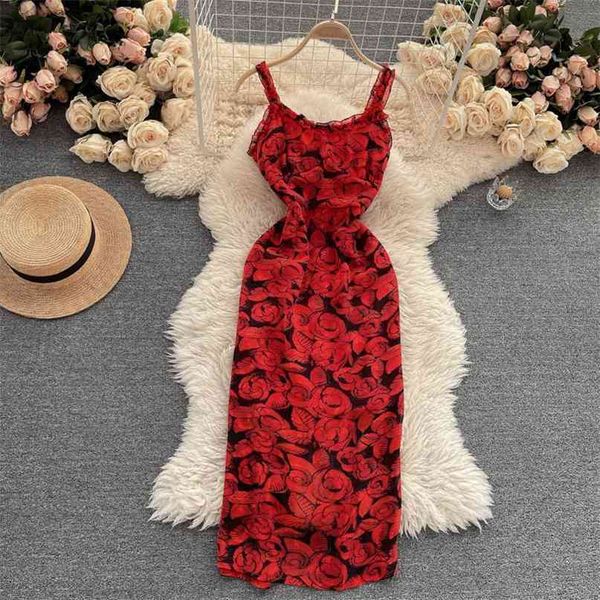 elegant women summer dress fashion wood ears spaghetti strap sleeveless floral print vintage style party midi 210603, Black;gray
elegant women summer dress fashion wood ears spaghetti strap sleeveless floral print vintage style party midi 210603, Black;gray