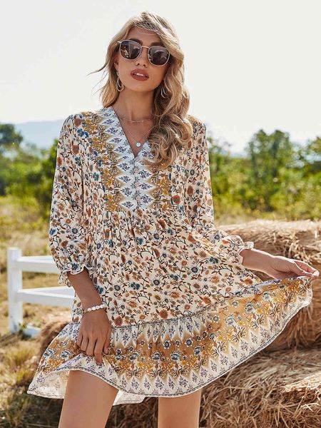 spring print vintage dress women casual butterfly sleeve v neck boho short dress for women fashion loose summer dresses 210521, Black;gray
spring print vintage dress women casual butterfly sleeve v neck boho short dress for women fashion loose summer dresses 210521, Black;gray