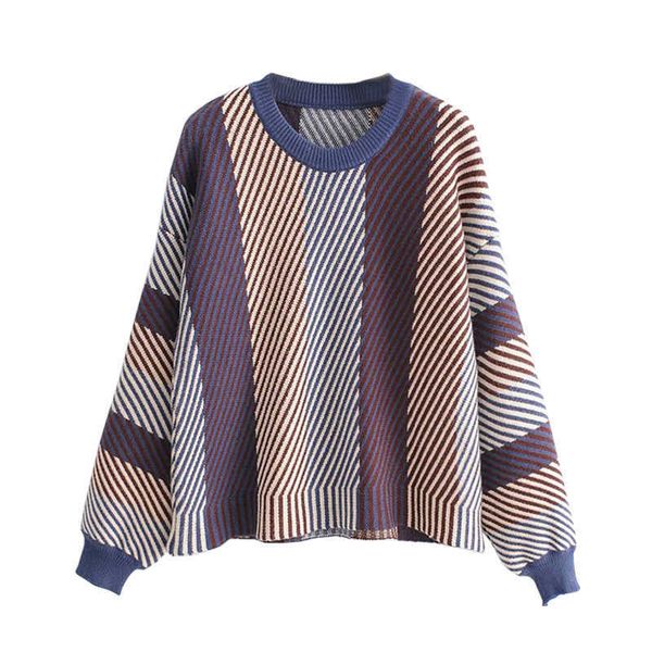 women striped winter sweaters fashion lantern sleeve round neck knitted pullovers for female jumper loose christmas sweater 210526, White;black
women striped winter sweaters fashion lantern sleeve round neck knitted pullovers for female jumper loose christmas sweater 210526, White;black