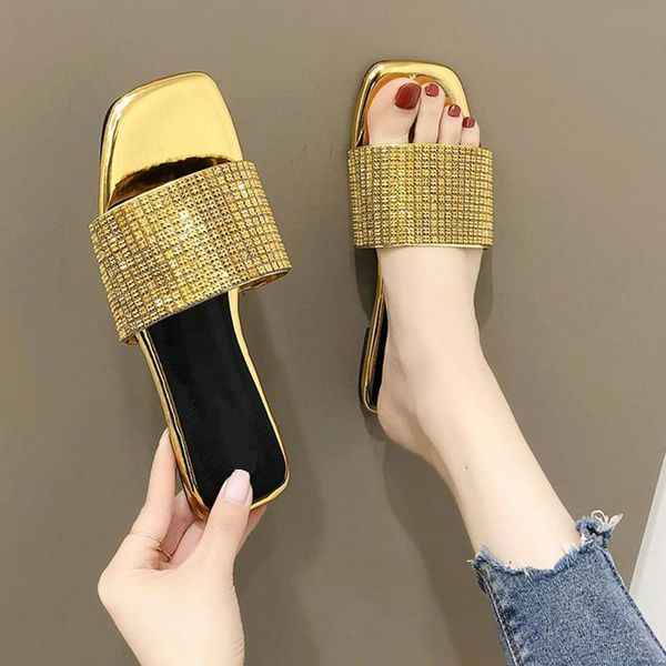 women crystal slippers summer women's square toe slides woman outdoor flats ladies casual footwear female shoes plus size 42, Black
women crystal slippers summer women's square toe slides woman outdoor flats ladies casual footwear female shoes plus size 42, Black