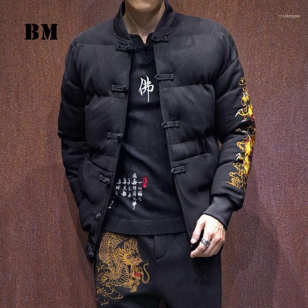 men's down & parkas winter fashion warm dragon embroidery chinese style plus size cotton coat 2021 harajuku tang suit men clothing1, Black
men's down & parkas winter fashion warm dragon embroidery chinese style plus size cotton coat 2021 harajuku tang suit men clothing1, Black