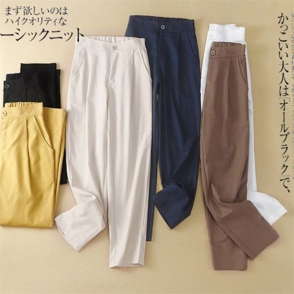 women's 100%pure linen cotton pants vintage casual waisted classic harem for women summer white calf-length trousers 210514, Black;white
women's 100%pure linen cotton pants vintage casual waisted classic harem for women summer white calf-length trousers 210514, Black;white