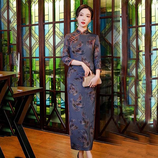 ethnic clothing lady grey vintage button satin formal party dresses print flower qipao oversize cheongsam mandarin collar maxi vestidos, Red
ethnic clothing lady grey vintage button satin formal party dresses print flower qipao oversize cheongsam mandarin collar maxi vestidos, Red