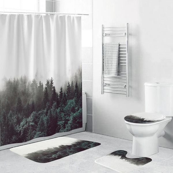 shower curtains fog green forest landscape curtain 4 piece bathroom accessories set waterproof polyester fabric with hook
shower curtains fog green forest landscape curtain 4 piece bathroom accessories set waterproof polyester fabric with hook