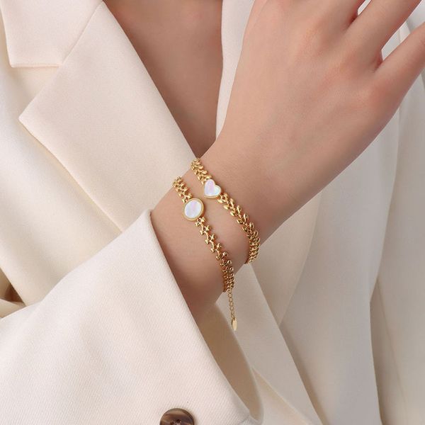 minority light luxury wheat ear design bracelet white seashell peach heart titanium steel bracelet plated 18 gold jewelry e2834, Black
minority light luxury wheat ear design bracelet white seashell peach heart titanium steel bracelet plated 18 gold jewelry e2834, Black