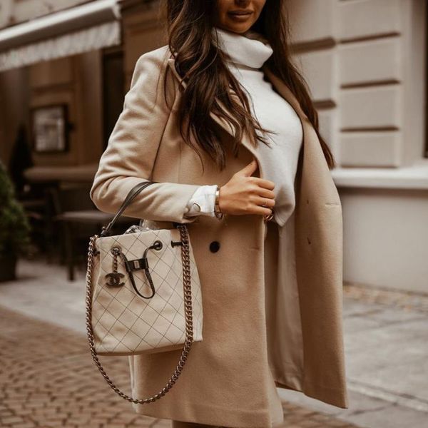 women's wool & blends winter women coat solid colors long sleeve buttons pocket classic outwear streetwear female clothes trench jacket, Black
women's wool & blends winter women coat solid colors long sleeve buttons pocket classic outwear streetwear female clothes trench jacket, Black