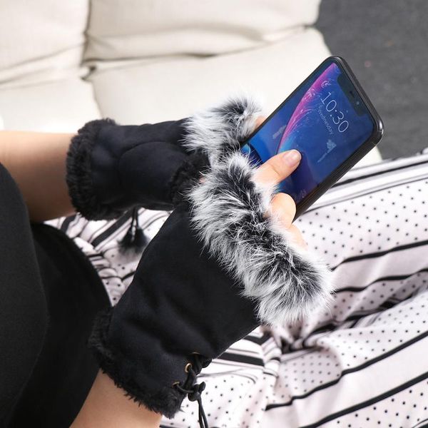 five fingers gloves 1 pair fashion suede leather half finger wrist mitten fur fingerless women lady warm glove winter accessories, Blue;gray
five fingers gloves 1 pair fashion suede leather half finger wrist mitten fur fingerless women lady warm glove winter accessories, Blue;gray