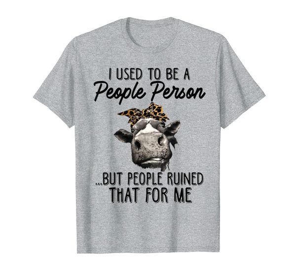 funny i used to be a people person cow tshirt, White;black