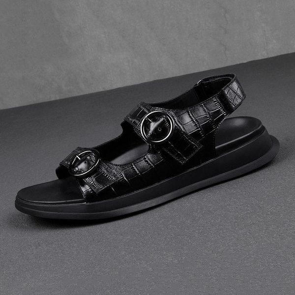 sandals genuine cow leather crocodile pattern men 2021 summer buckle fashion cowhide leisure footwear, Black
sandals genuine cow leather crocodile pattern men 2021 summer buckle fashion cowhide leisure footwear, Black