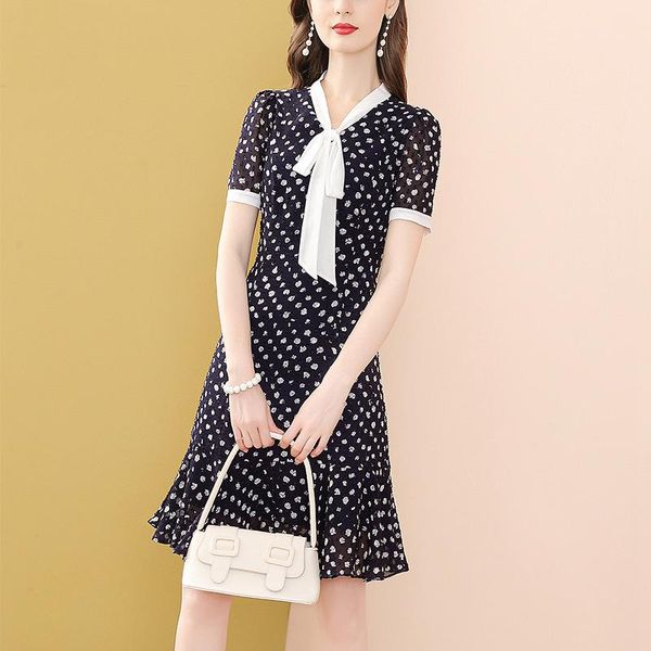casual dresses ladies vintage ruffles bow collar summer dress polka dot print fishtail elegant slim female vacation party vestidos, Black;gray
casual dresses ladies vintage ruffles bow collar summer dress polka dot print fishtail elegant slim female vacation party vestidos, Black;gray