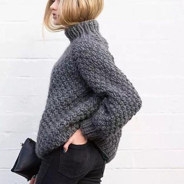 loose winter clothing fashion turtleneck women's sweater thickening casual solid color hand-woven pullover sweaters, White;black
loose winter clothing fashion turtleneck women's sweater thickening casual solid color hand-woven pullover sweaters, White;black