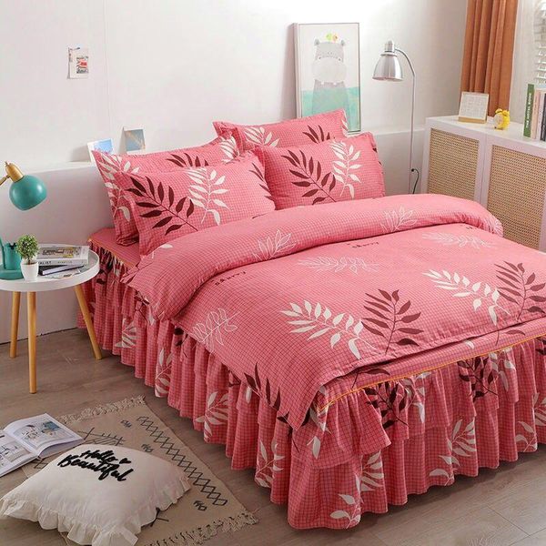 spring nordic bed set leaf printed linen skirt plaid duvet cover 200x230queen king quilt bedclothes 4 pcs bedding sets
spring nordic bed set leaf printed linen skirt plaid duvet cover 200x230queen king quilt bedclothes 4 pcs bedding sets