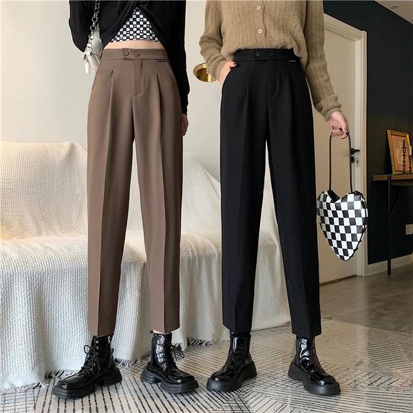 women's pants & capris spring autumn high waist loose straight casual black nine-point suit women, Black;white
women's pants & capris spring autumn high waist loose straight casual black nine-point suit women, Black;white