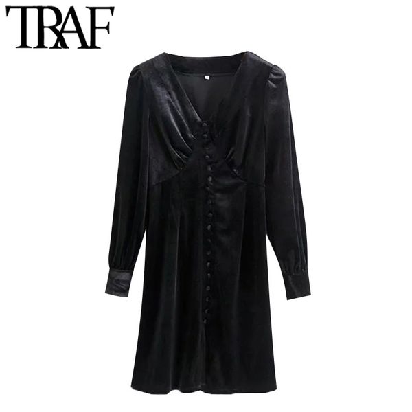 traf women elegant fashion with buttons velvet mini dress vintage long sleeve side zipper female dresses vestidos mujer 210415, Black;gray
traf women elegant fashion with buttons velvet mini dress vintage long sleeve side zipper female dresses vestidos mujer 210415, Black;gray