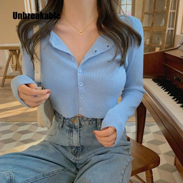 women's t-shirt unbreakable v neck button long sleeve sweaters spring autumn women thin single breasted sweater lady cropped jumpe, White
women's t-shirt unbreakable v neck button long sleeve sweaters spring autumn women thin single breasted sweater lady cropped jumpe, White