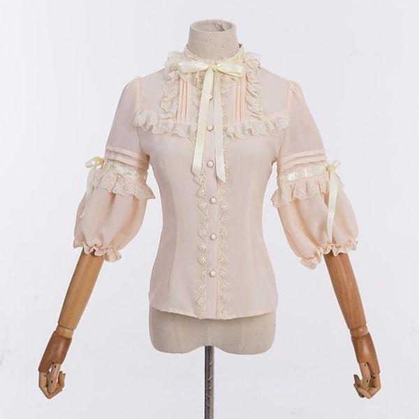 beige chiffon & lace ruffles turtleneck with bow puff sleeve gothic victorian blouse cute lolita clothes vintage steampunk women's blou, White
beige chiffon & lace ruffles turtleneck with bow puff sleeve gothic victorian blouse cute lolita clothes vintage steampunk women's blou, White