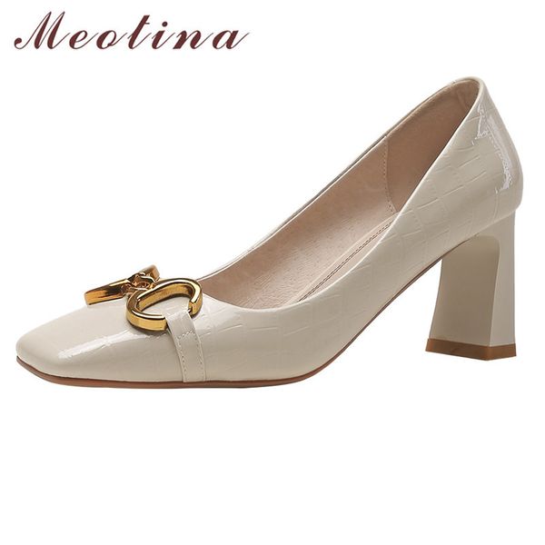meotina high heel shoes women genuine leather chunky heels pumps square toe dress footwear female metal decoration shoes beige 210520, Black
meotina high heel shoes women genuine leather chunky heels pumps square toe dress footwear female metal decoration shoes beige 210520, Black
