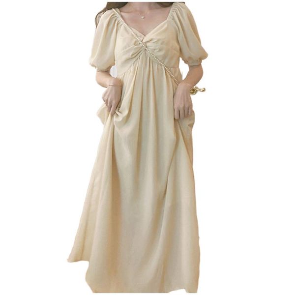 french style summer maternity dress for pregnancy pregnant women loose chiffon long solid color dresses, White
french style summer maternity dress for pregnancy pregnant women loose chiffon long solid color dresses, White