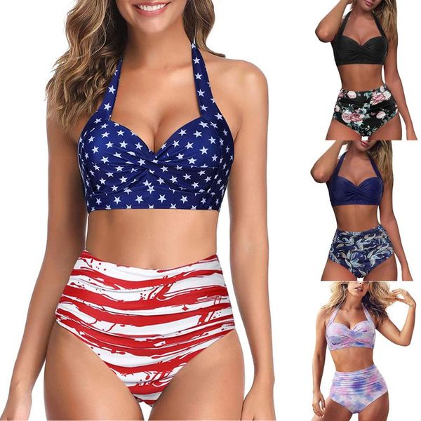 women's swimwear female bandage halter bikini set women tie-dye flower stars camis shorts push-up padded swimsuit beachwear, White;black
women's swimwear female bandage halter bikini set women tie-dye flower stars camis shorts push-up padded swimsuit beachwear, White;black