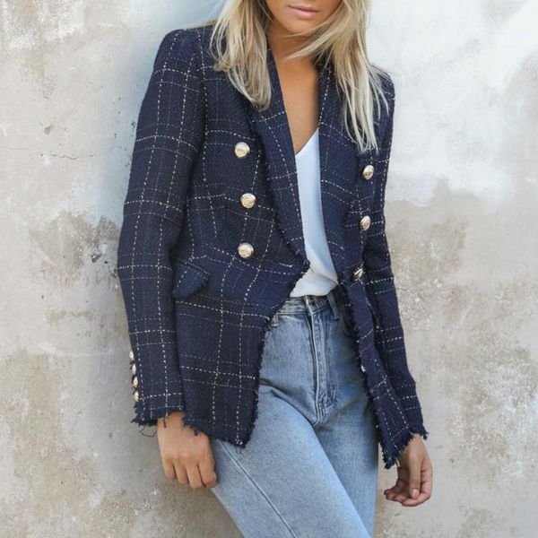 women's suits & blazers double breasted plaid notched collar casual blazer coats workwear women autumn long sleeve bottoned, White;black
women's suits & blazers double breasted plaid notched collar casual blazer coats workwear women autumn long sleeve bottoned, White;black