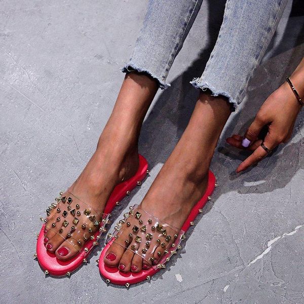 slippers sandals women 2021 summer european and american style transparent film flat fish mouth rivets women's shoes, Black
slippers sandals women 2021 summer european and american style transparent film flat fish mouth rivets women's shoes, Black