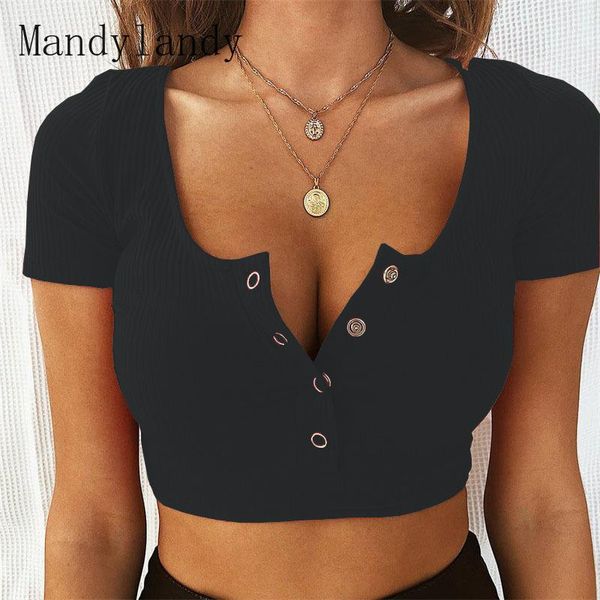 mandylandy t-shirt summer fashion short sleeve solid color casual women's button v-neck skinny, White
mandylandy t-shirt summer fashion short sleeve solid color casual women's button v-neck skinny, White