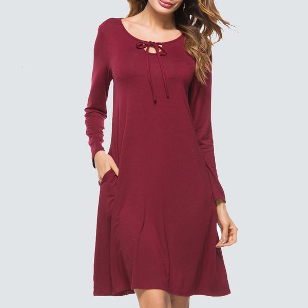 dresses women casual solid color lace up shift elegant ladylike rope o neck long sleeve straight loose ht021, Black;gray
dresses women casual solid color lace up shift elegant ladylike rope o neck long sleeve straight loose ht021, Black;gray
