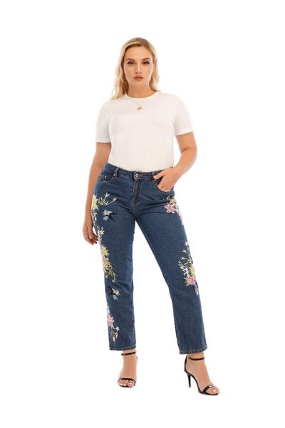 women's jeans summer fashion print high waist blue stretch straight trousers suitable for external wear
women's jeans summer fashion print high waist blue stretch straight trousers suitable for external wear