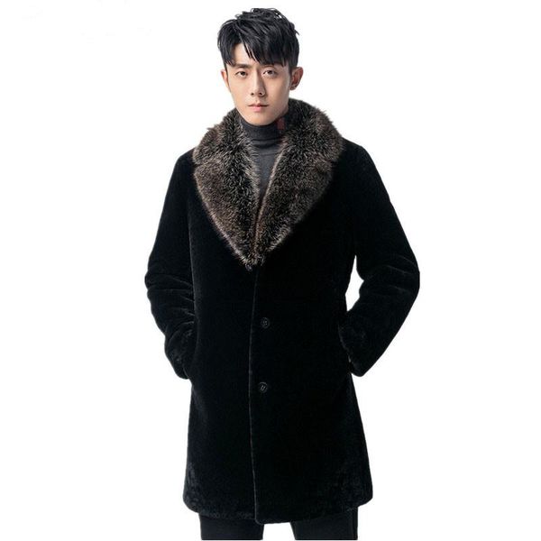 men's leather & faux real fur coat sheep shearling autumn winter jacket men raccoon collar long coats chaqueta hombre8605 my1216, Black
men's leather & faux real fur coat sheep shearling autumn winter jacket men raccoon collar long coats chaqueta hombre8605 my1216, Black